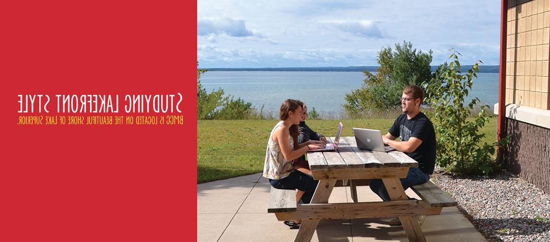 学习湖滨风格野餐桌俯瞰湖在温暖的夏日
